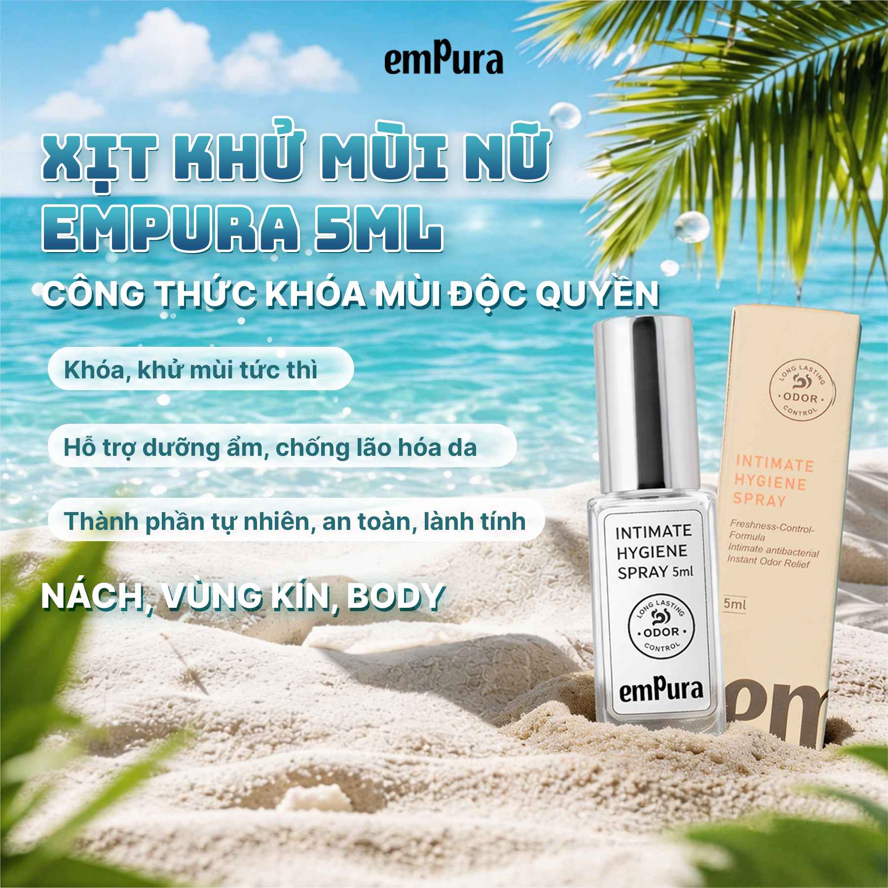 Xịt Khử Mùi, Khoá Mùi Vùng Kín 5ml EMPURA